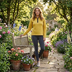 Closeout Christopher & Banks Yellow Relaxed Restyled Quilted Mock Neck Top - X