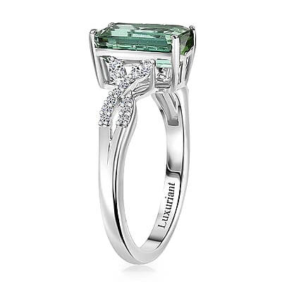 AAA Mint Tourmaline and Luxuriant Lab Grown Diamond E-F VS 2.65 ctw Ring in 10K White Gold (Size 11.0)