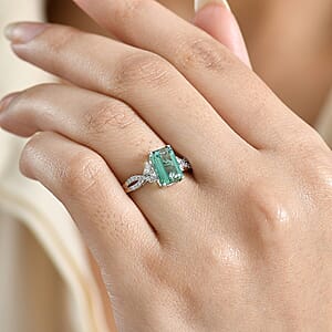 AAA Mint Tourmaline and Luxuriant Lab Grown Diamond E-F VS 2.65 ctw Ring in 10K White Gold (Size 6.0)