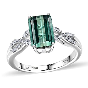 AAA Arquiana Mint Tourmaline and Luxuriant Lab Grown Diamond E-F VS 2.65 ctw Ring in 10K White Gold (Size 8.0)