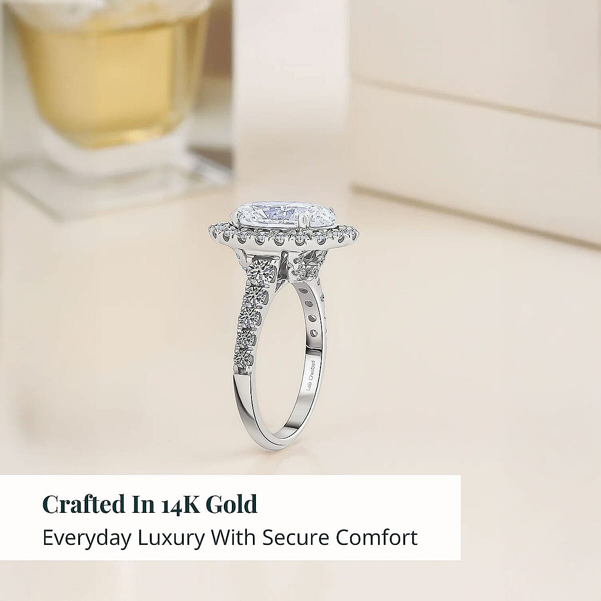  Luxuriant Lab Grown Diamond (F - 8.0) 4.75 ctw Ring in 14K White Gold (Size 6.0) 4.85 Grams image number 2