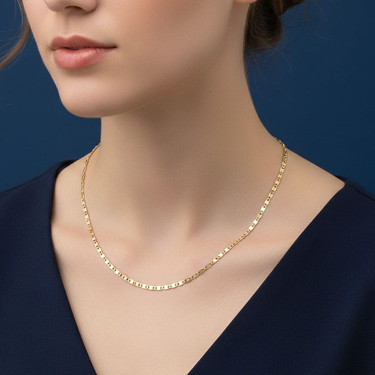 Doorbuster 1.8mm Valentino Chain Necklace in 18K Yellow Gold 1.5 Grams 18 Inches image number 2
