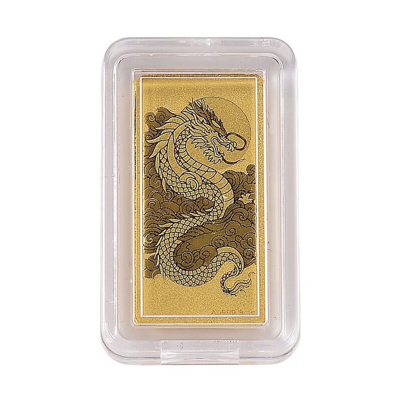 24K Yellow Gold Dragon Emboss Bar (10x20x0.23mm) 1gram