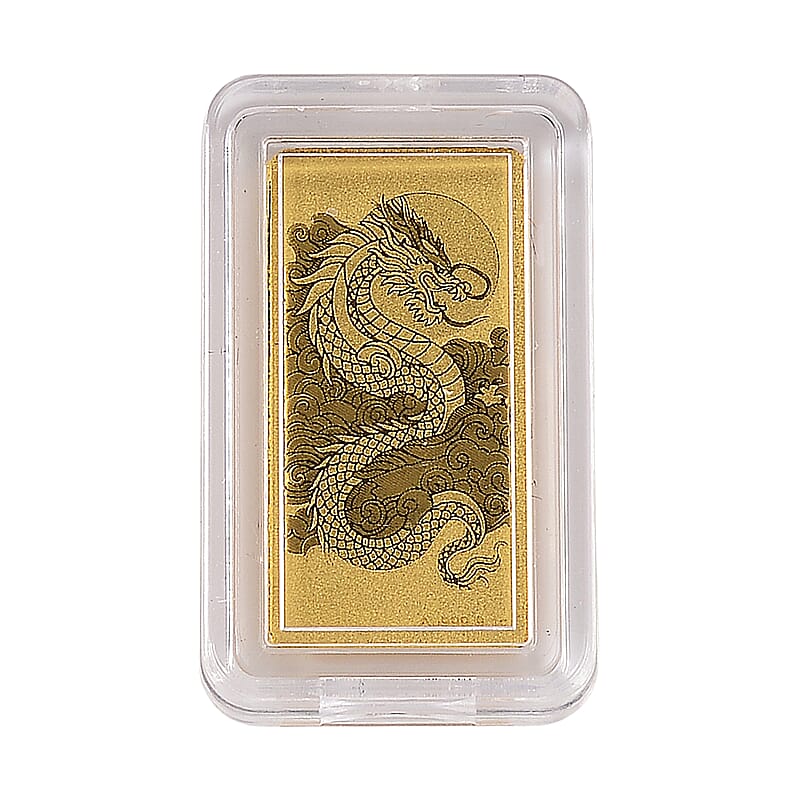 24K Yellow Gold Dragon Emboss Bar (10x20x0.23mm) 1gram