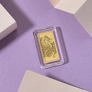 Doorbuster 24K Yellow Gold Dragon Emboss Bar (10x20x0.23mm) 1gram