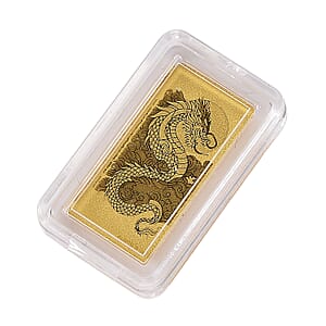 Doorbuster 24K Yellow Gold Dragon Emboss Bar (10x20x0.23mm) 1gram