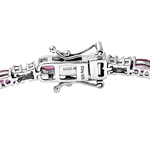 D'Joy Radiant Ember Garnet and Moissanite 6.50 ctw Eternal Line Radiance Bracelet in Rhodium Over Sterling Silver (6.50 In)