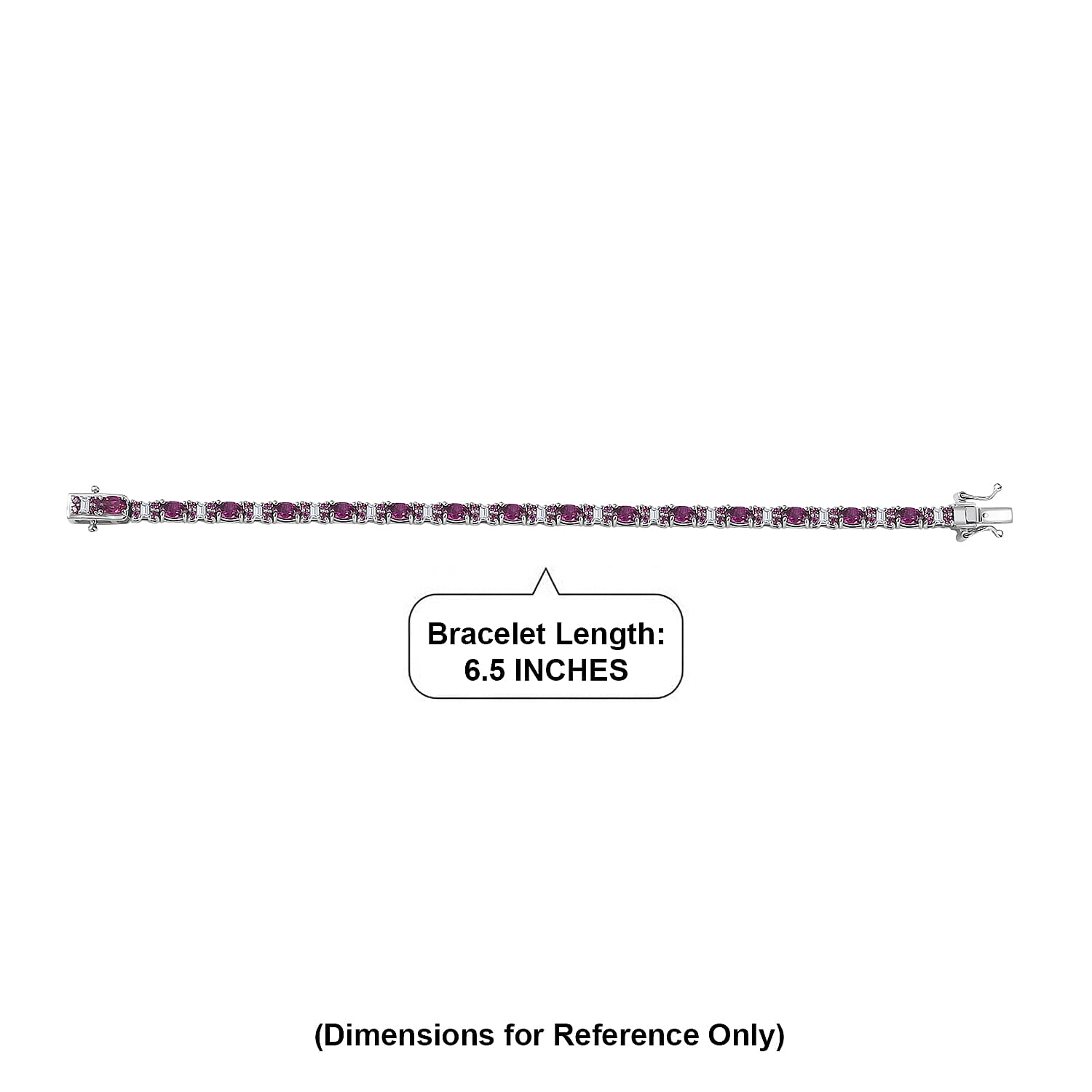 D'Joy Radiant Ember Garnet and Moissanite 6.50 ctw Eternal Line Radiance Bracelet in Rhodium Over Sterling Silver (6.50 In)