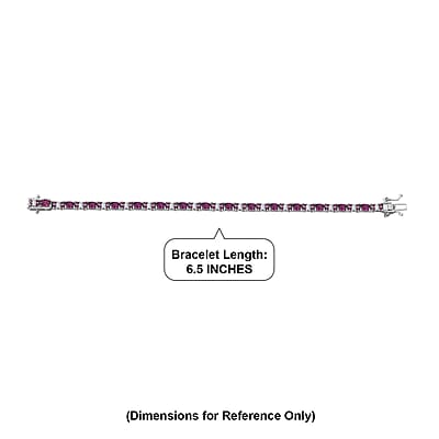 D'Joy Radiant Ember Garnet and Moissanite 6.50 ctw Eternal Line Radiance Bracelet in Rhodium Over Sterling Silver (6.50 In)