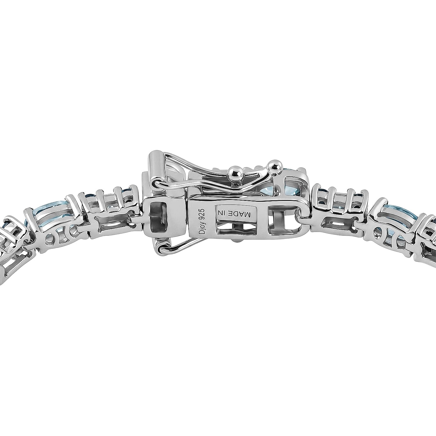 D'Joy Cambodian Blue Zircon and Multi Gemstone 7.40 ctw Eternal Line Radiance Bracelet in Rhodium Over Sterling Silver (6.50 In)