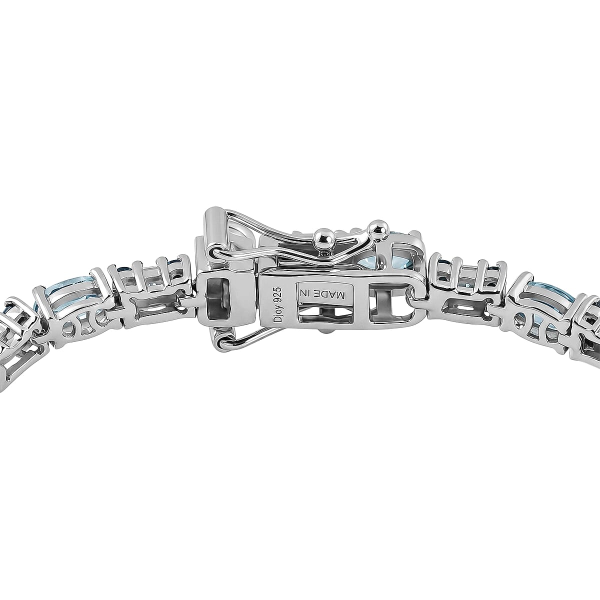 D'Joy Cambodian Blue Zircon and Multi Gemstone 7.40 ctw Eternal Line Radiance Bracelet in Rhodium Over Sterling Silver (6.50 In) image number 3