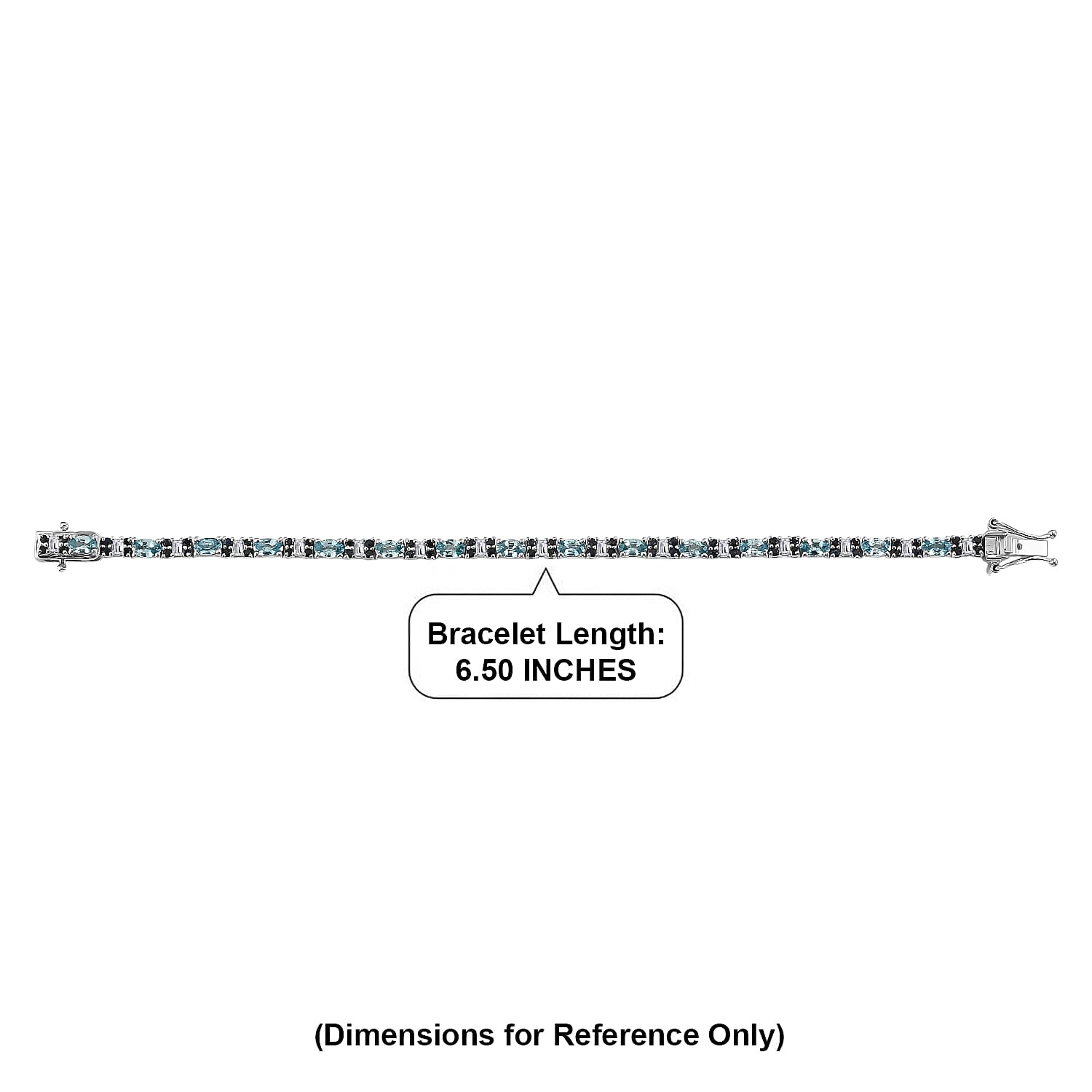 D'Joy Cambodian Blue Zircon and Multi Gemstone 7.40 ctw Eternal Line Radiance Bracelet in Rhodium Over Sterling Silver (6.50 In)