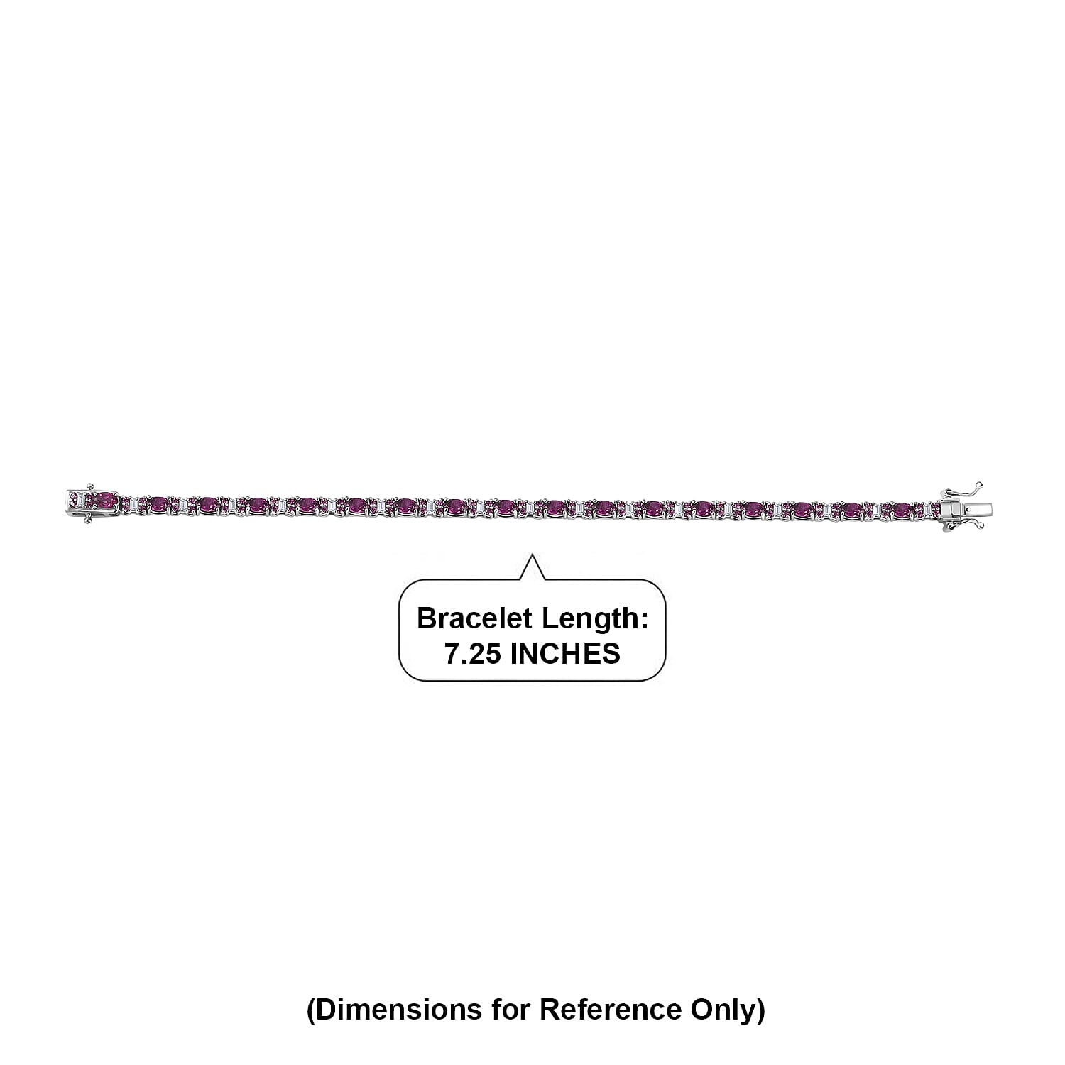 D'Joy Radiant Ember Garnet and Moissanite 7.35 ctw Eternal Line Radiance Bracelet in Rhodium Over Sterling Silver (7.25 In)