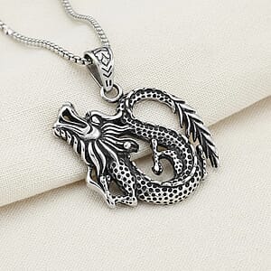 Dragon Pendant Necklace in Stainless Steel 23.5 Inches