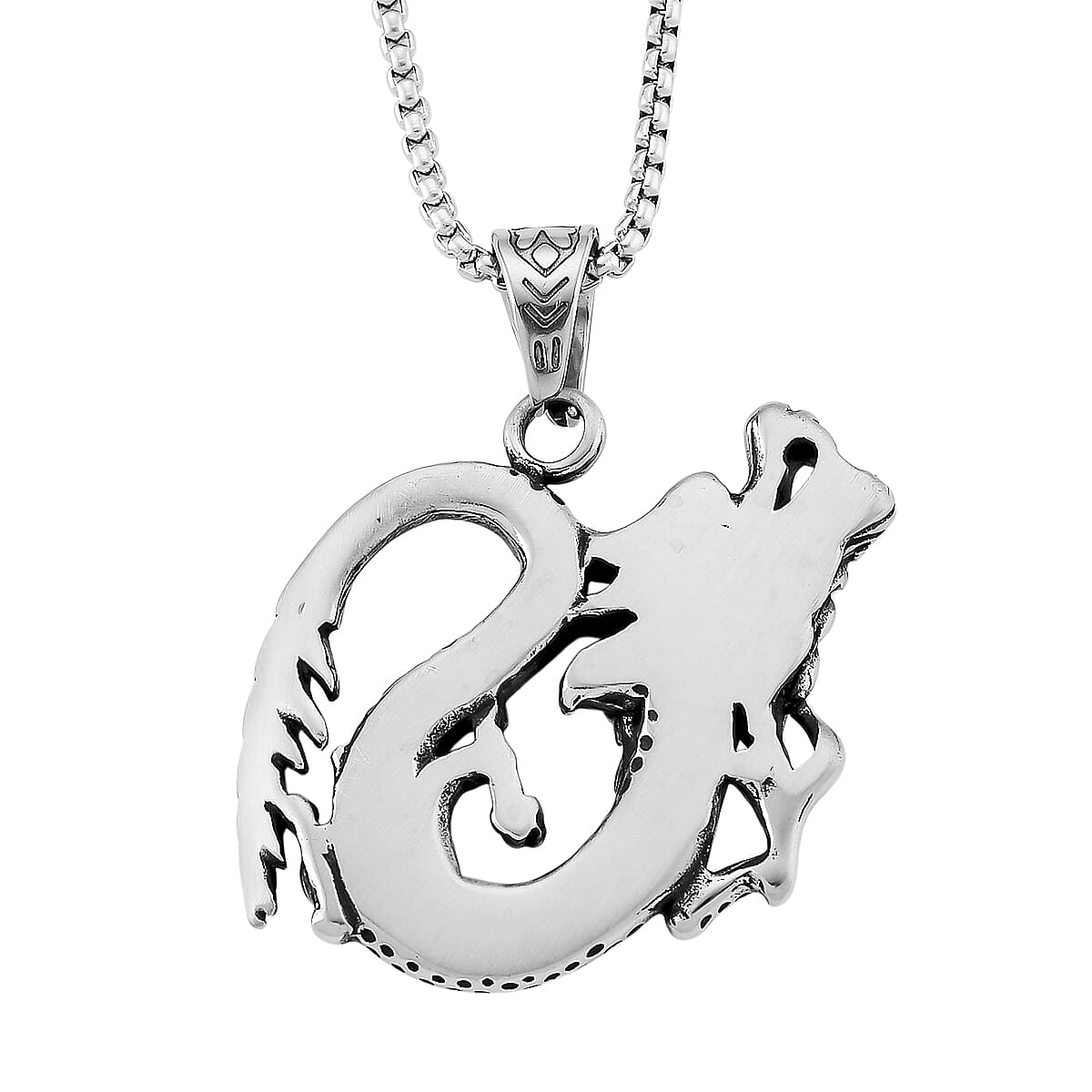 Dragon Pendant Necklace in Stainless Steel 23.5 Inches image number 4