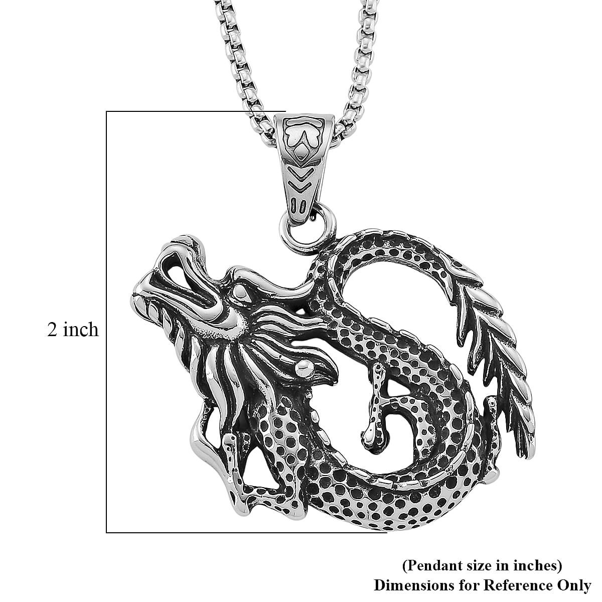 Dragon Pendant Necklace in Stainless Steel 23.5 Inches image number 6