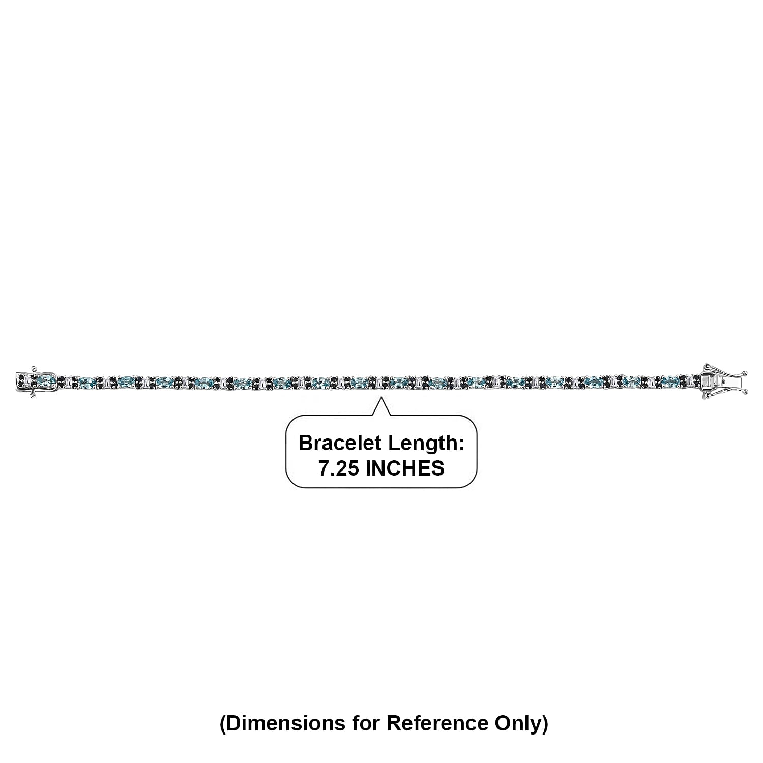 D'Joy Cambodian Blue Zircon and Multi Gemstone 8.00 ctw Eternal Line Radiance Bracelet in Rhodium Over Sterling Silver (7.25 In)