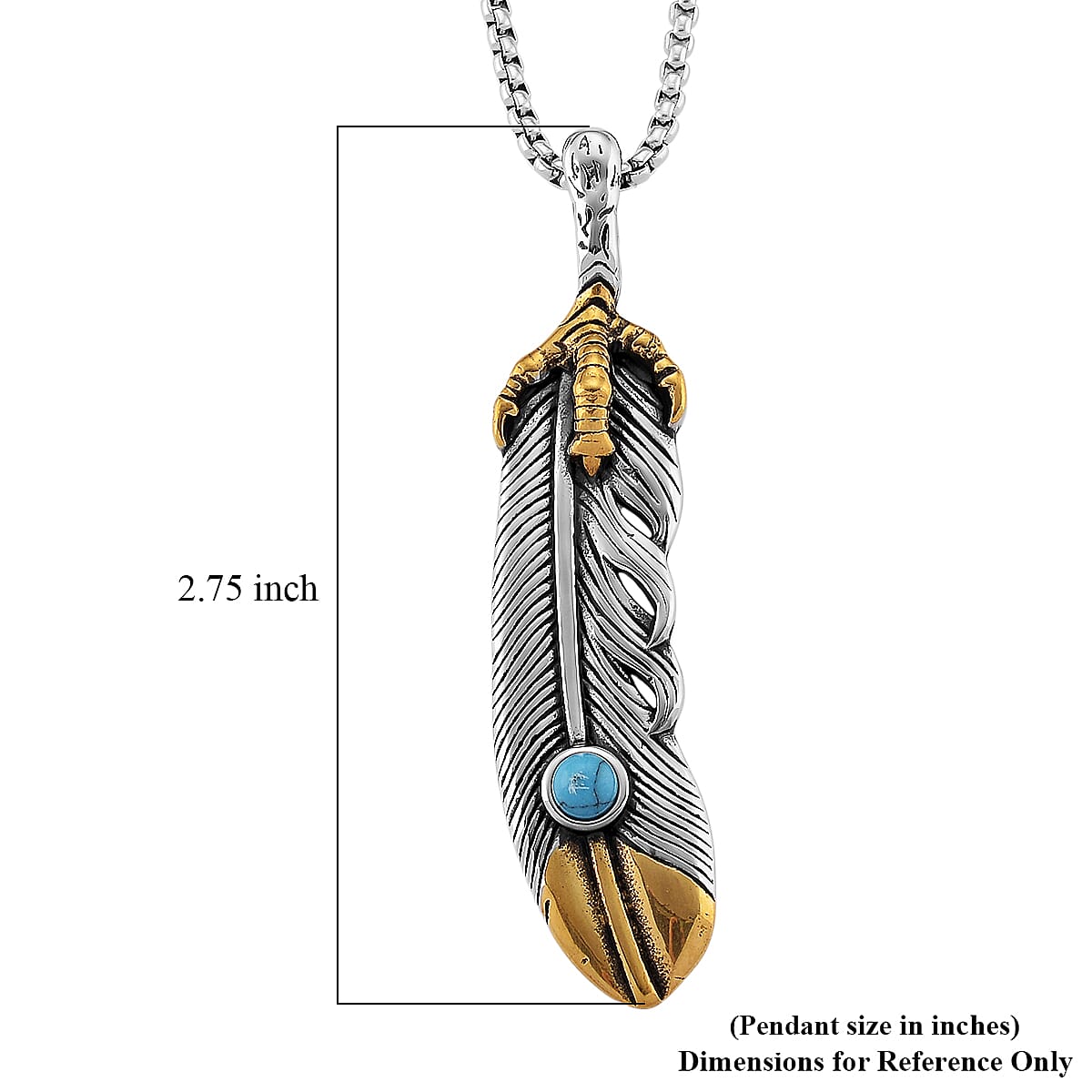 Blue Howlite 0.30 ctw Feather Necklace in ION Plated YG and Stainless Steel 23.5 Inches image number 6