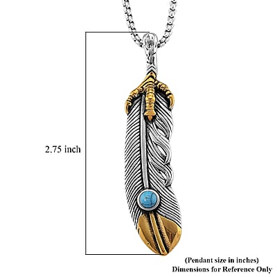 Blue Howlite 0.30 ctw Feather Necklace in ION Plated YG and Stainless Steel 23.5 Inches