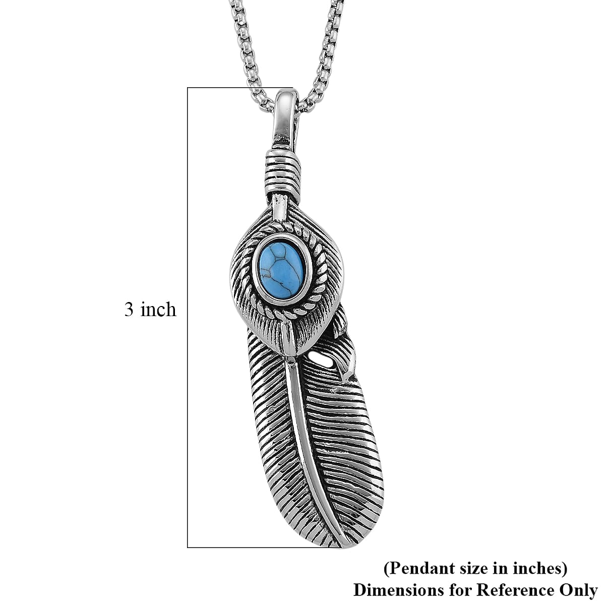 Blue Howlite 0.50 ctw Feather Necklace in Stainless Steel 23.5 Inches image number 6