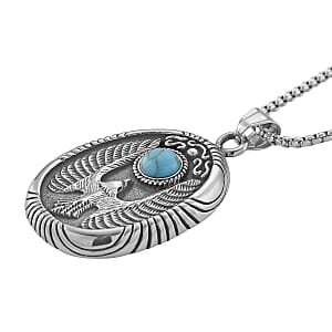Blue Howlite 0.50 ctw Winged Scarab Necklace in Stainless Steel 23.5 Inches