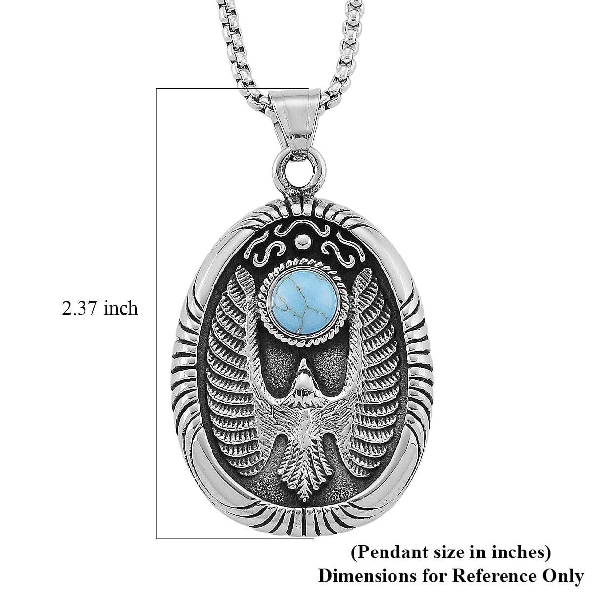 Blue Howlite 0.50 ctw Winged Scarab Necklace in Stainless Steel 23.5 Inches
