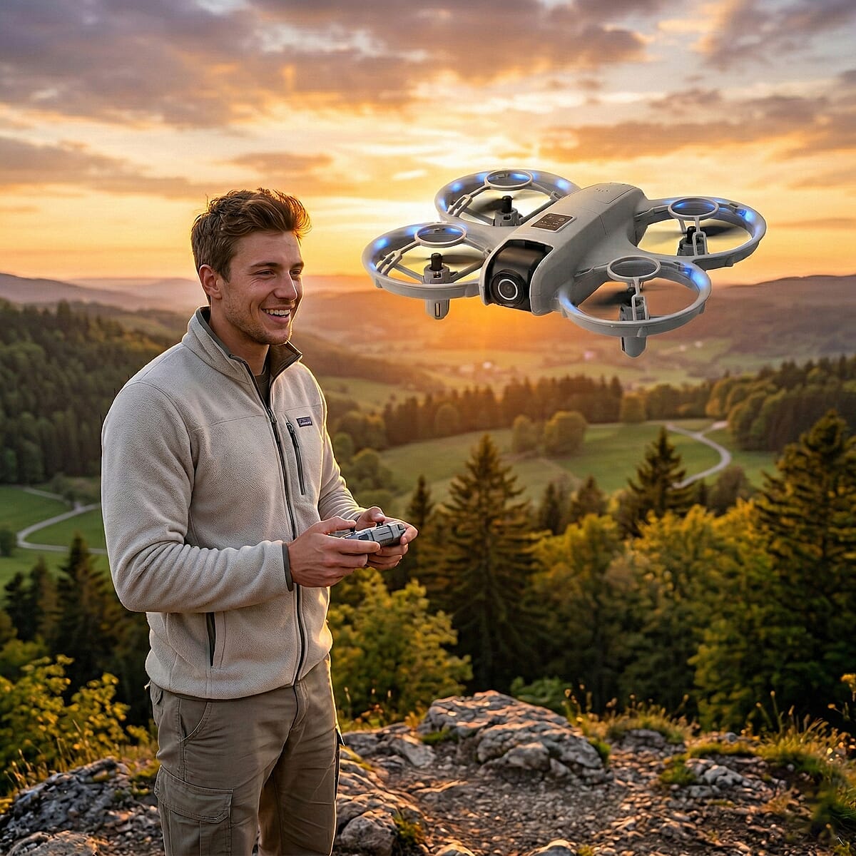 Dual-Camera Optical Flow Obstacle Avoidance Aerial Drone - Gray image number 2