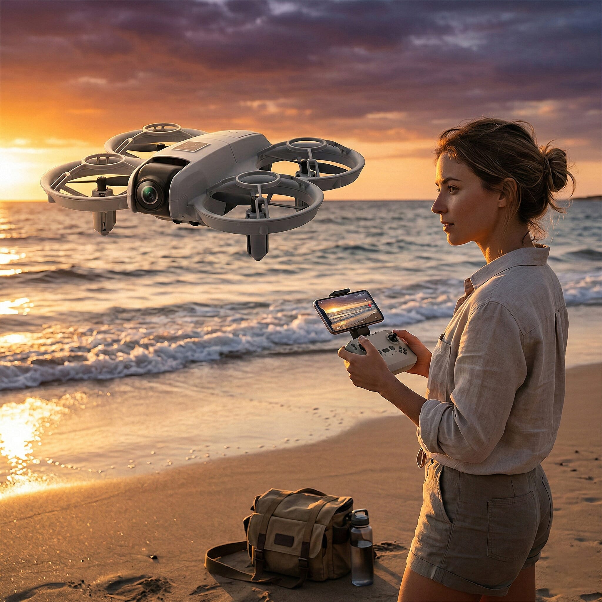 Dual-Camera Optical Flow Obstacle Avoidance Aerial Drone - Gray