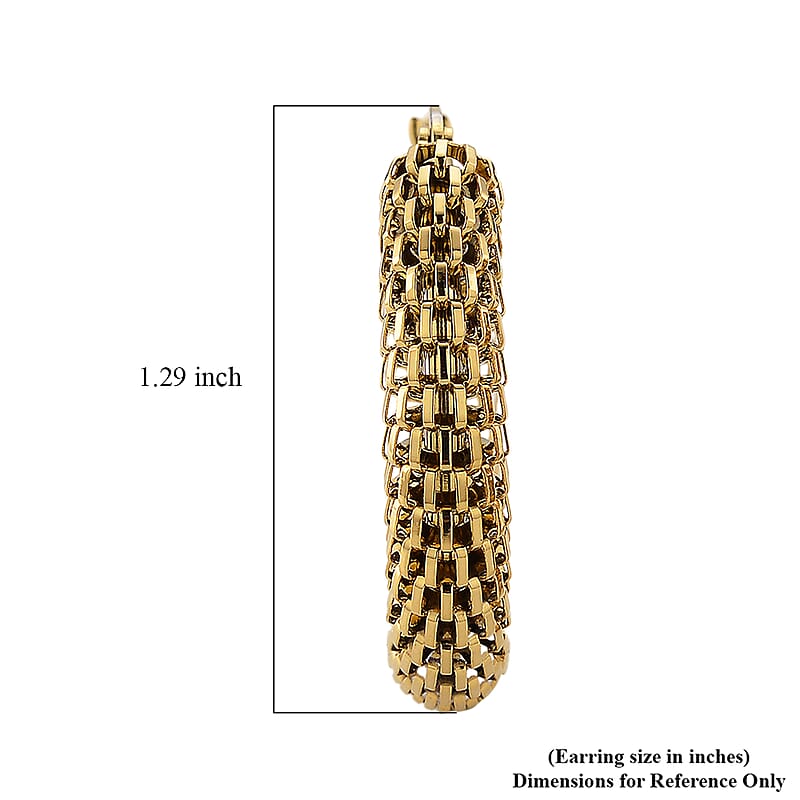 Chainlink Mesh Hoop Earrings in ION Plated YG Stainless Steel