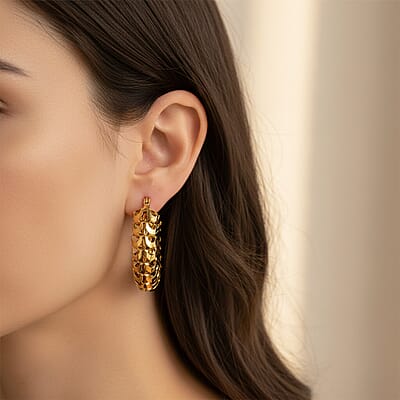 Cuban Link Hoop Earrings in ION Plated YG Stainless Steel