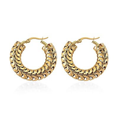 Cuban Link Hoop Earrings in ION Plated YG Stainless Steel