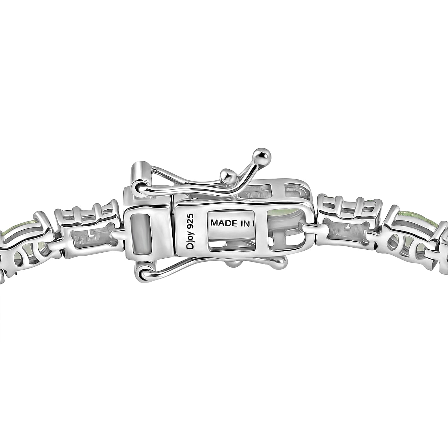 D'Joy Tsavorite Garnet and Moissanite 5.60 ctw Eternal Line Radiance Bracelet in Rhodium Over Sterling Silver (6.50 In)