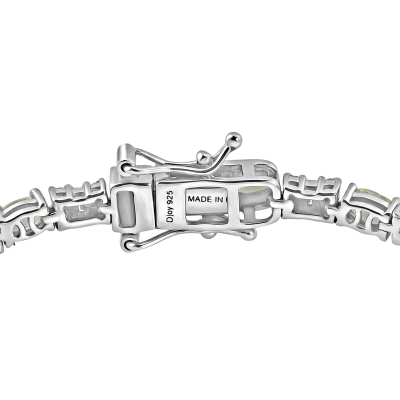 D'Joy Tsavorite Garnet and Moissanite 5.60 ctw Eternal Line Radiance Bracelet in Rhodium Over Sterling Silver (6.50 In)