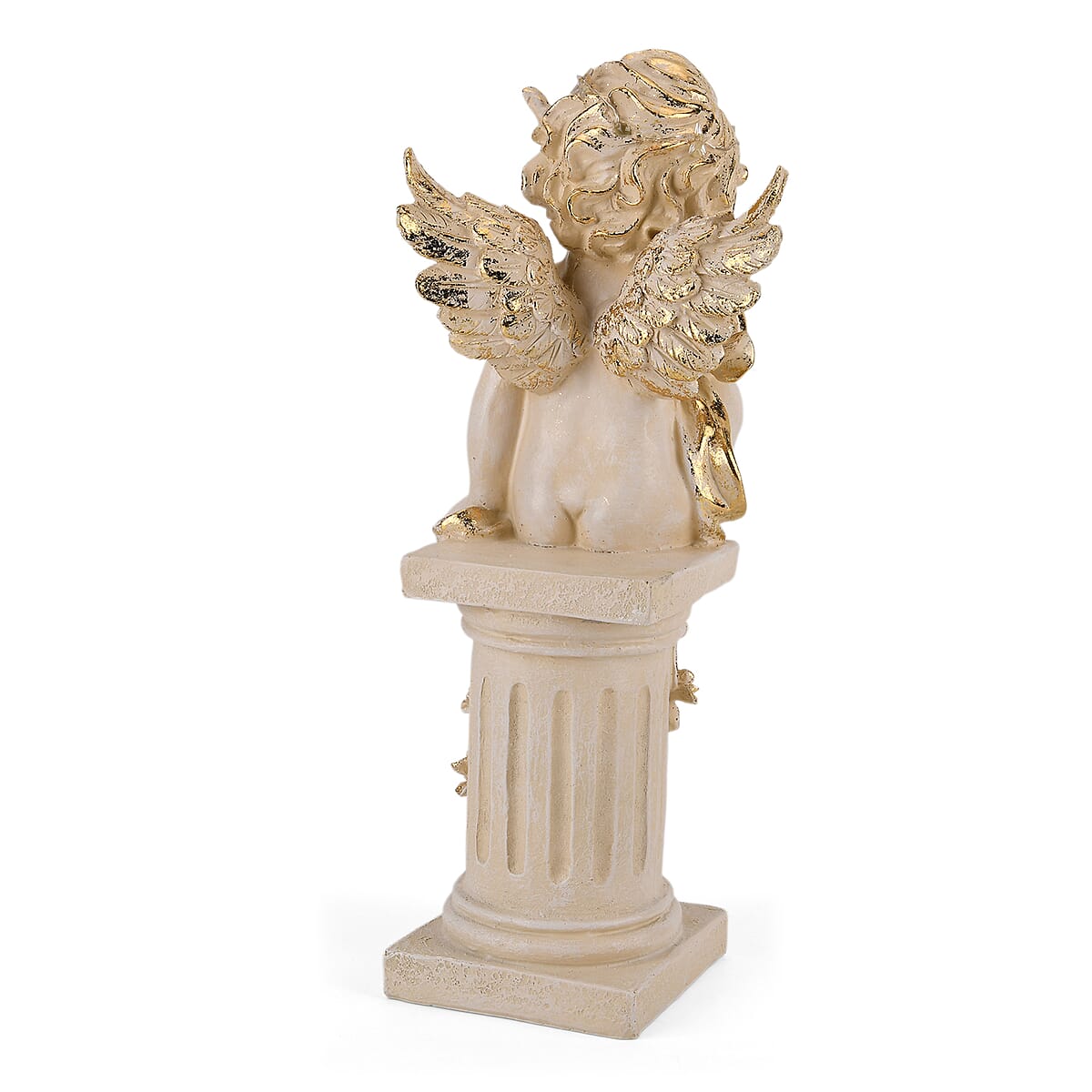 Livmore White Polyresin Seated Angel Figurine with Light (2xAA Battery not Included) image number 4