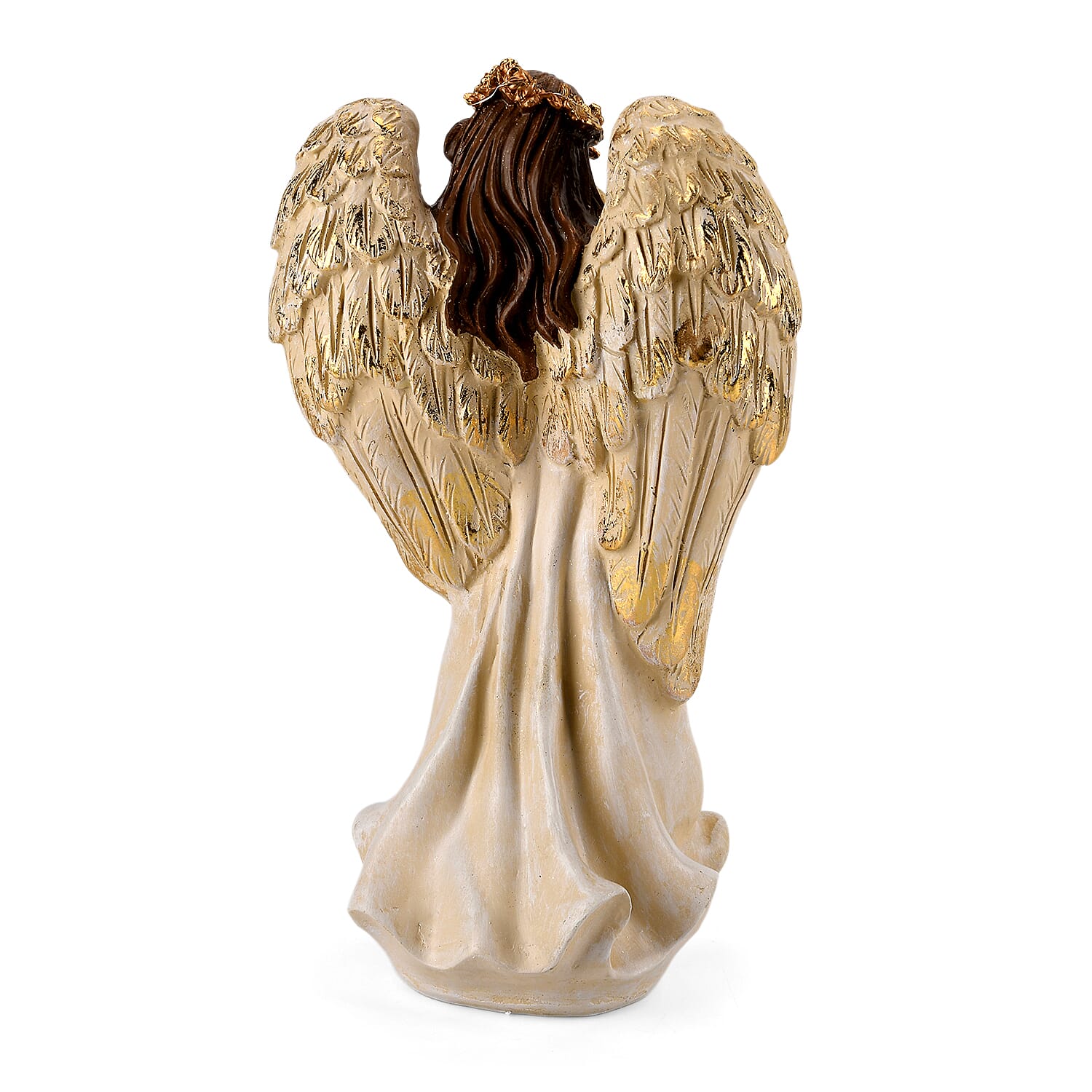 Livmore White Polyresin Angel Holding Heart Figurine with Light (2xAAA Battery not Included)
