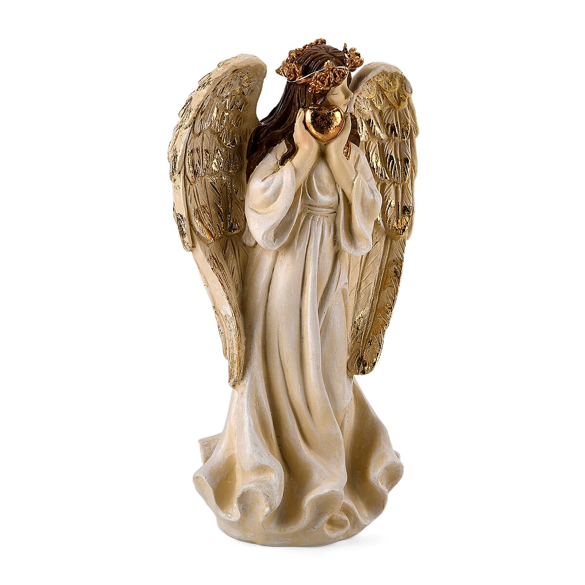 Livmore White Polyresin Angel Holding Heart Figurine with Light (2xAAA Battery not Included) image number 6