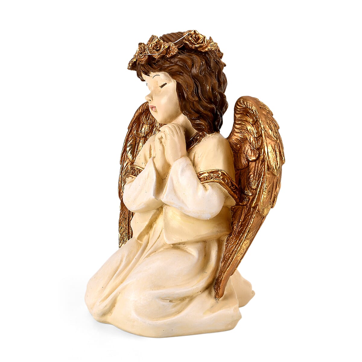 Livmore White Polyresin Prayer Pose Angel Figurine with Lighted Crown (2xAAA Battery not Included) image number 4