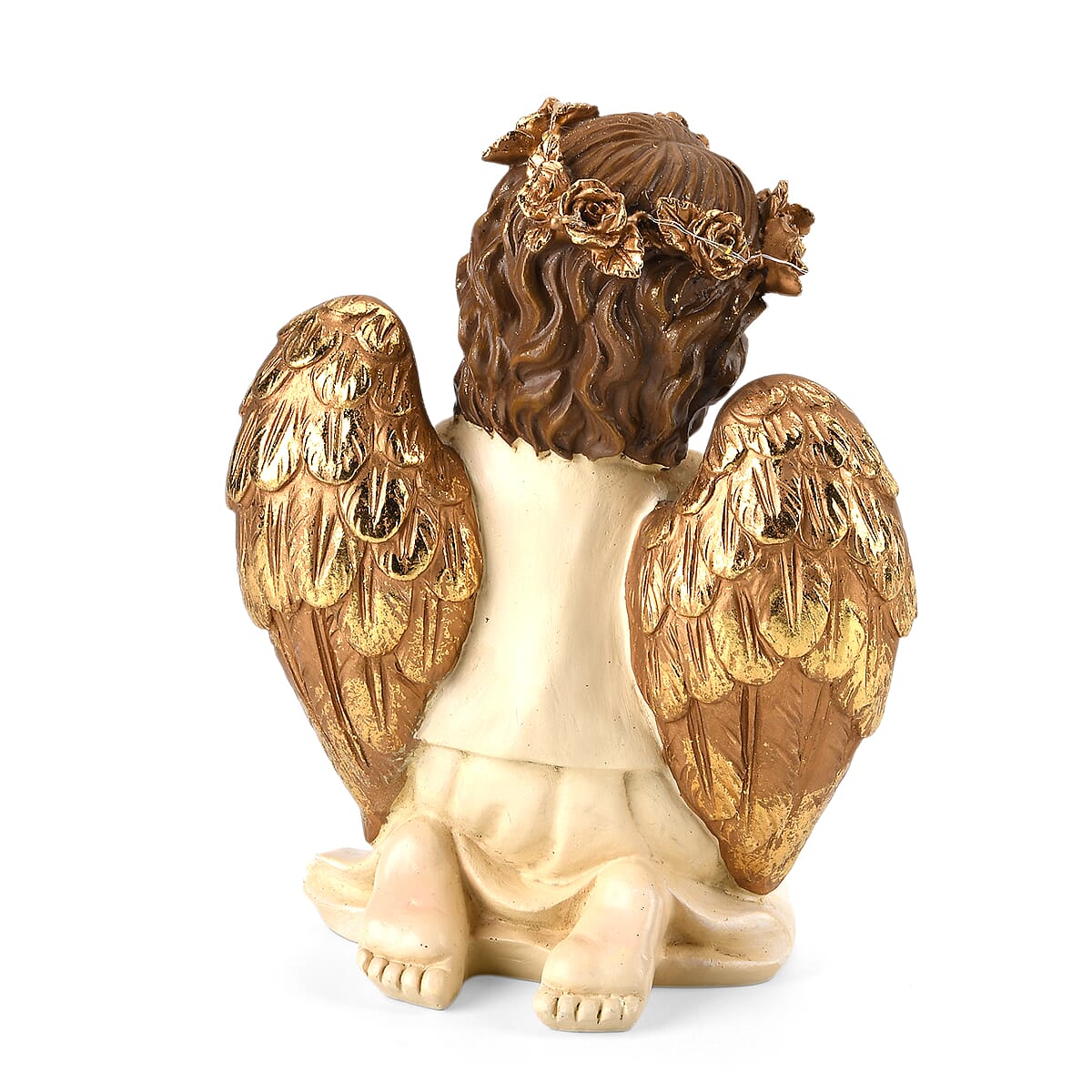 Livmore White Polyresin Prayer Pose Angel Figurine with Lighted Crown (2xAAA Battery not Included) image number 5