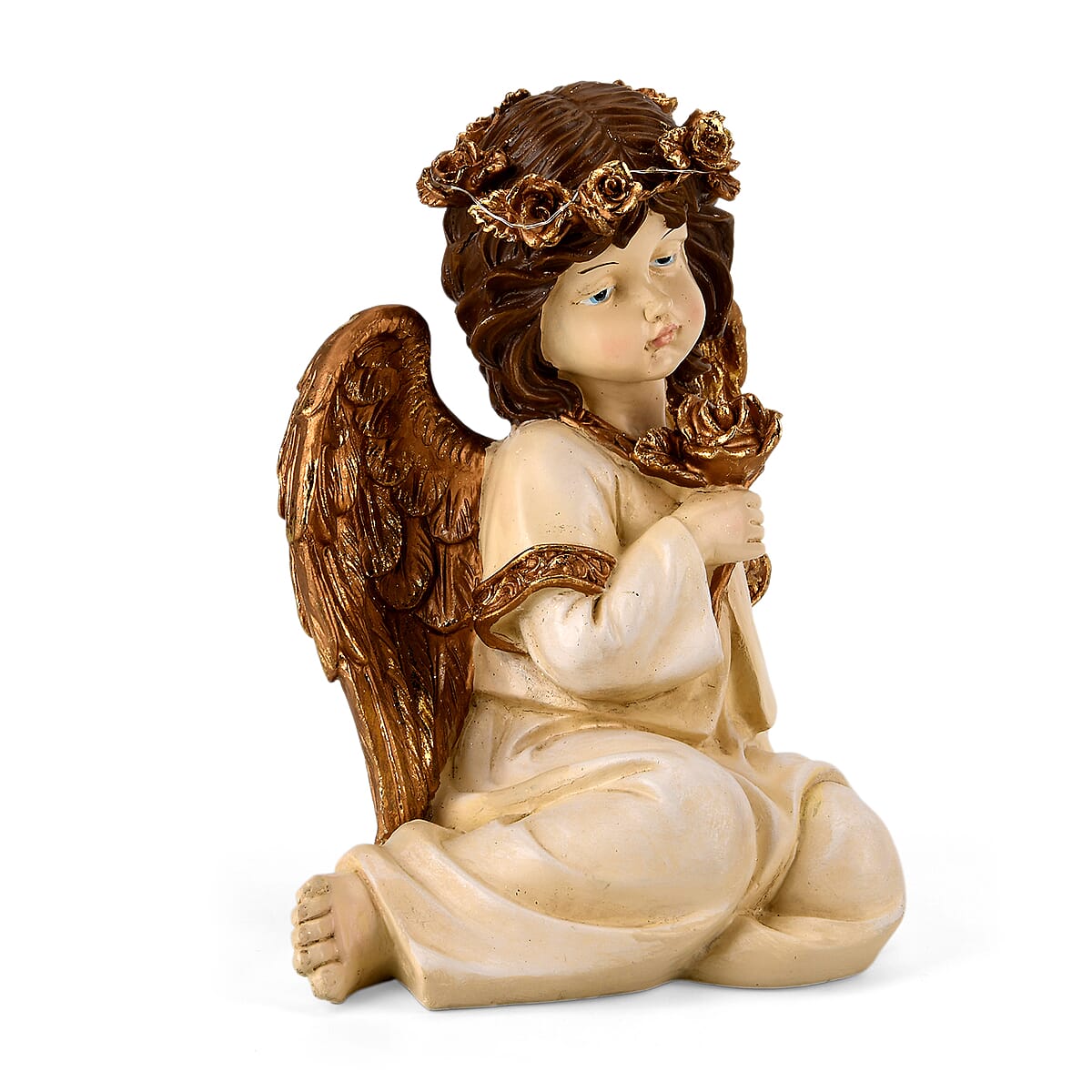 Livmore White Polyresin Sitting Angel Figurine with Lighted Crown (2xAA Battery not Included) image number 6