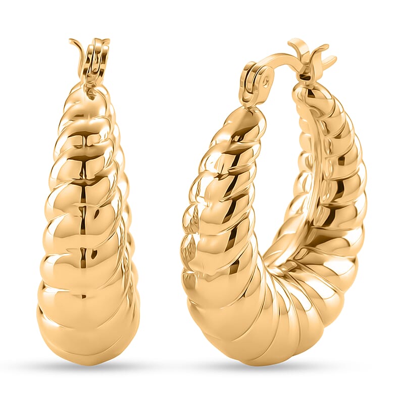 Hoop Earrings in ION Plated YG Stainless Steel