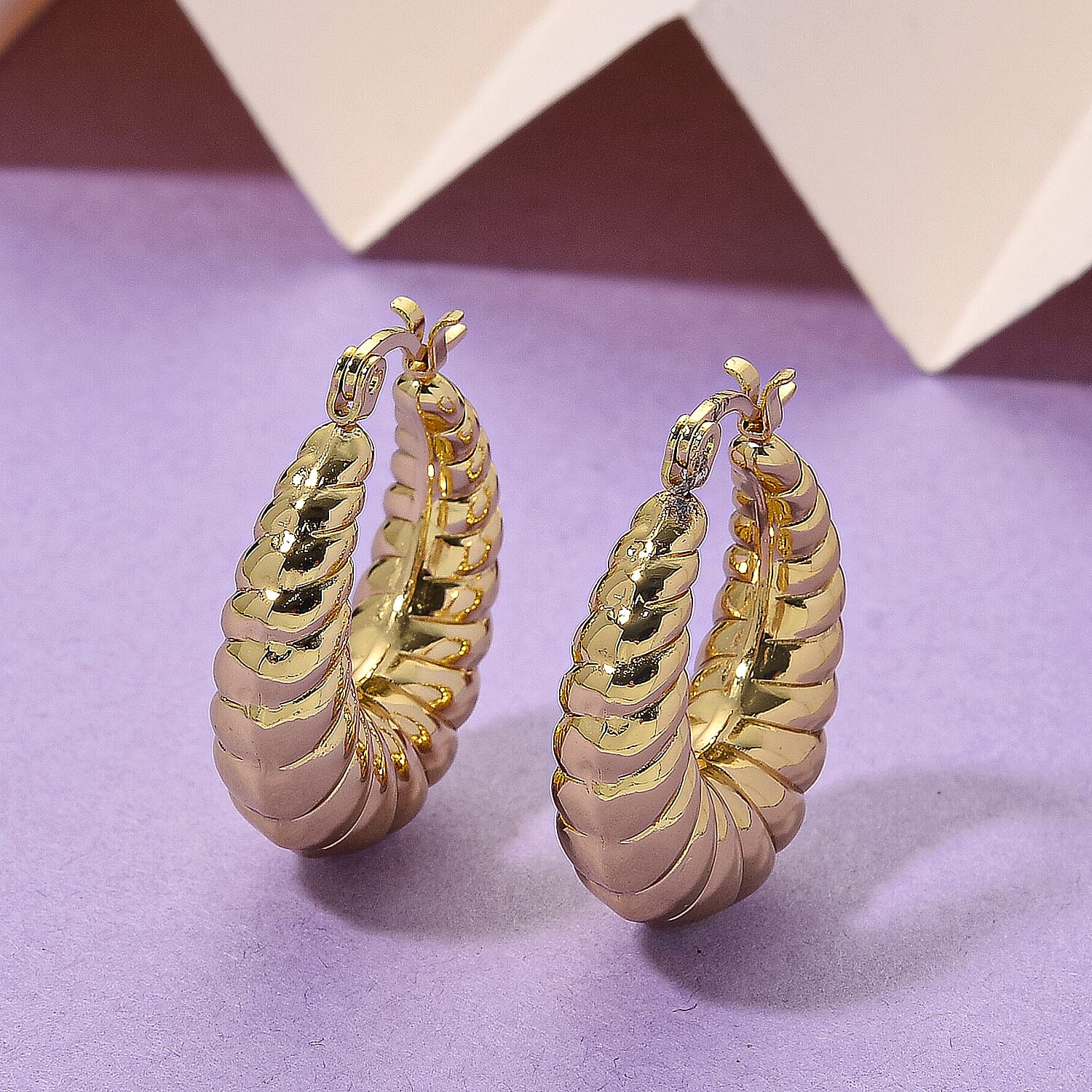 Hoop Earrings in ION Plated YG Stainless Steel