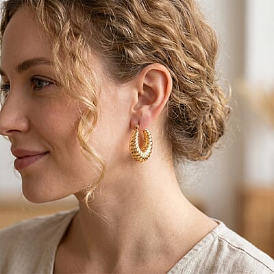 Hoop Earrings in ION Plated YG Stainless Steel
