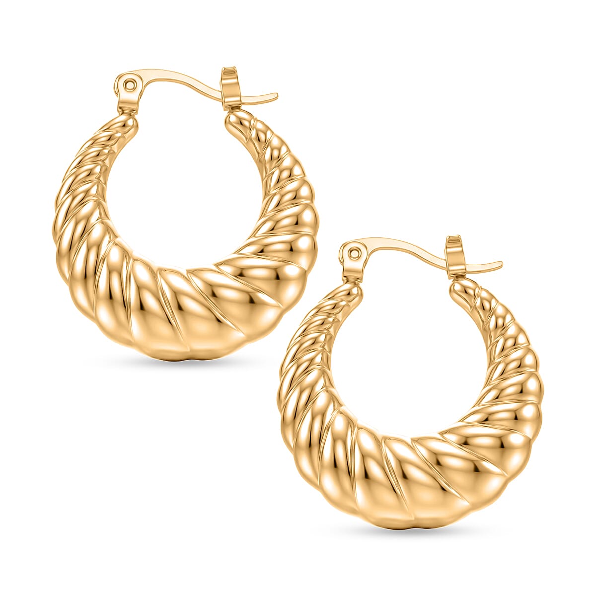 Hoop Earrings in ION Plated YG Stainless Steel
