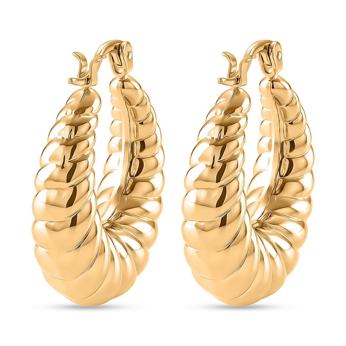 Hoop Earrings in ION Plated YG Stainless Steel