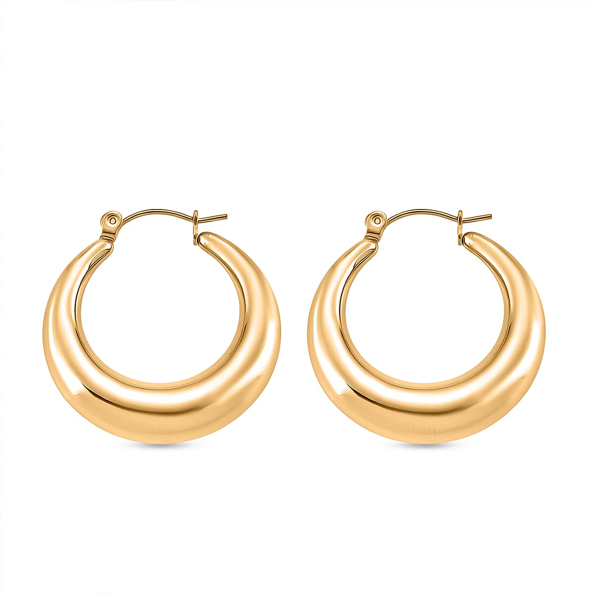 Classic Hoop Earrings in ION Plated YG Stainless Steel image number 3