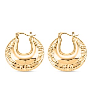 Textured Hoop Earrings in ION Plated YG Stainless Steel