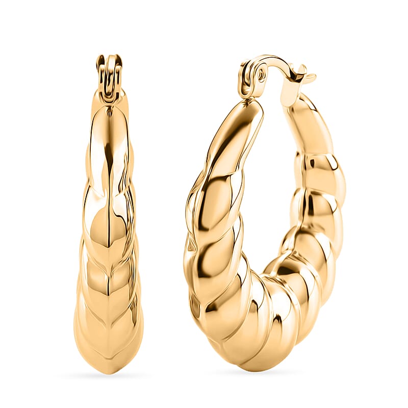 Chunky Sculpted Hoop Earrings in ION Plated YG Stainless Steel