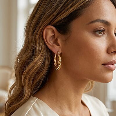 Chunky Sculpted Hoop Earrings in ION Plated YG Stainless Steel