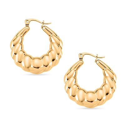 Chunky Sculpted Hoop Earrings in ION Plated YG Stainless Steel