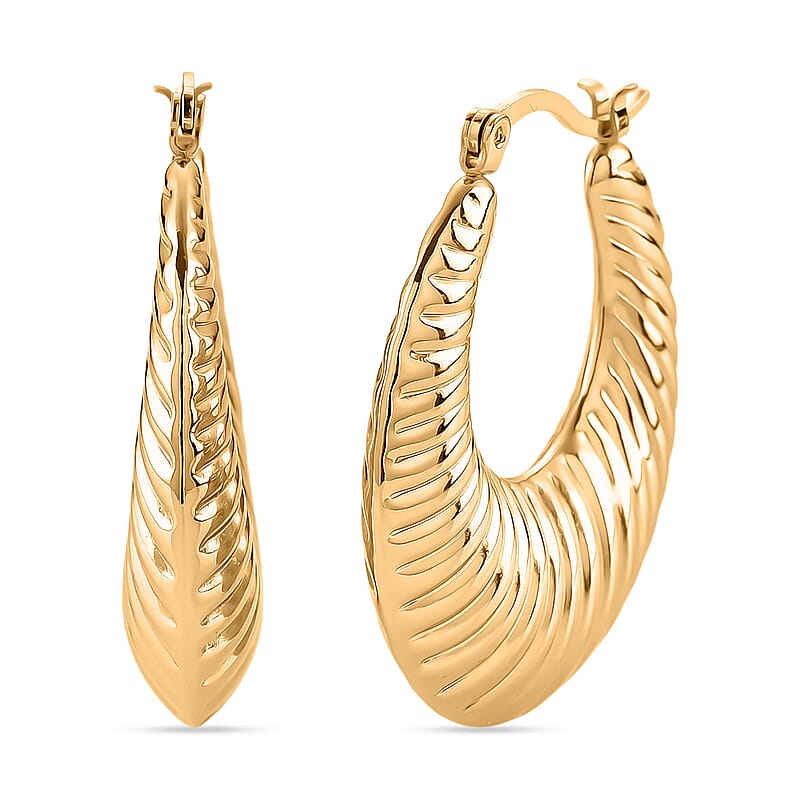 Cuban Link Hoop Earrings in ION Plated YG Stainless Steel